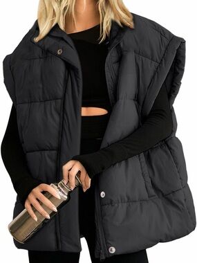 Classic Black Puffer Vest - Women's Sleeveless Coat
